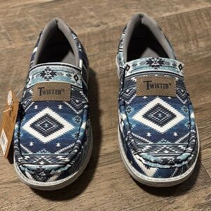 Twister Diego Southwestern,Aztec Blue pattern, canvas upper,EVA outsole,slip on